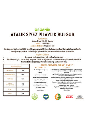 Organik Atalık Siyez Pilavlık Bulgur - 1 Kilo