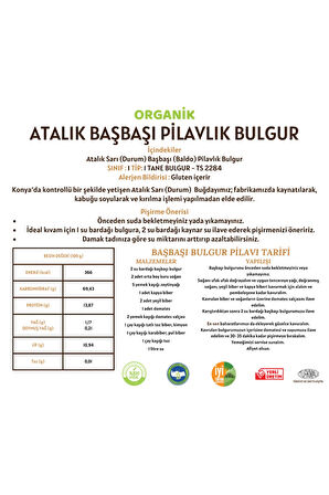 Organik Atalık Başbaşı Pilavlık Bulgur - 5 Kilo
