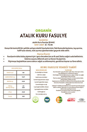 Organik Atalık Kuru Fasulye (8 MM) - 1 Kilo