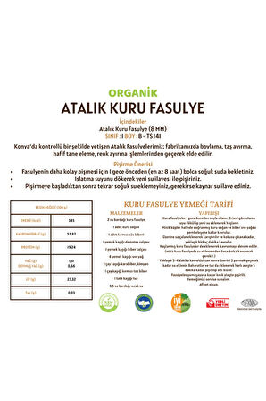 Organik Atalık Kuru Fasulye (8 MM) - 5 Kilo