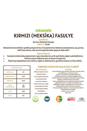 Organik Kırmızı (Meksika) Fasulye - 5 Kilo