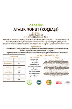 Organik Atalık Nohut (Koçbaşı) (9MM) - 1 Kilo