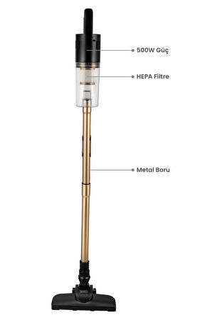 Awox Neto VC10 Hepa Filtre 1 Lt Toz Hazneli Dik Pratik Süpürge 500w Çelik Boru Gold