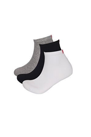 Run 3 lü Erkek Basic Patik Çorap Siyah/Beyaz/Gri