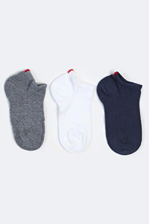 Run 3 lü Çocuk Basic Patik Çorap Beyaz/Lacivert/Gri