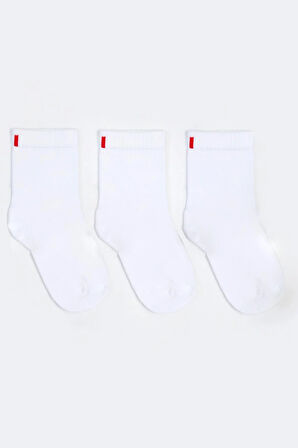 3'lü Paket Family Çocuk Soket Çorap Beyaz/Beyaz/Beyaz