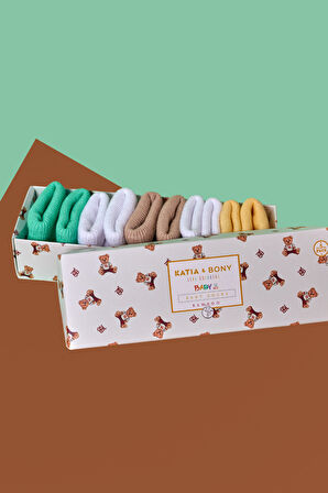 5'li Paket Yenidoğan Bambu Bebek Çorap Renkli