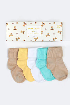 5'li Paket Yenidoğan Bambu Bebek Çorap Renkli