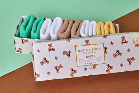 5'li Paket Yenidoğan Bambu Bebek Çorap Renkli