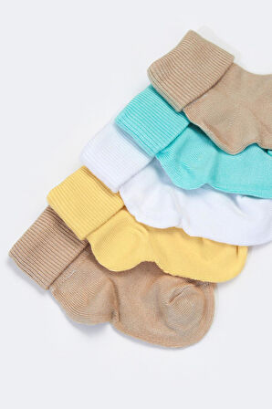 5'li Paket Yenidoğan Bambu Bebek Çorap Renkli