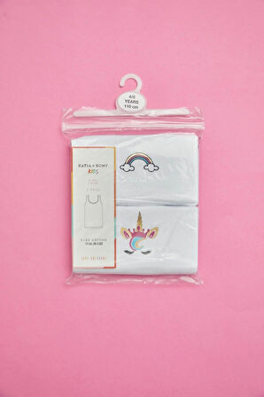 2 li Paket Rainbow Kız Çocuk Atlet Beyaz/Beyaz