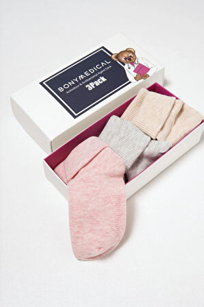 3 lü Paket Medikal Bebek Çorap Pembe Desenli