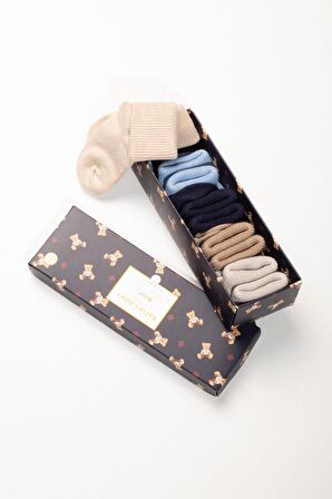 Katia & Bony Renkli Yenidoğan Bamboo Blue Mix 0-3 Ay 5 li Bebek Çorap