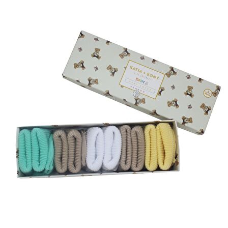 Katia & Bony Renkli Yenidoğan Bamboo White Mix 3-6 Ay 5 li Bebek Çorap
