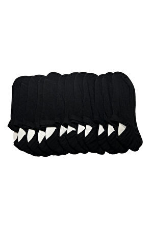 12'li Paket Unisex Pamuklu Patik Çorap Siyah