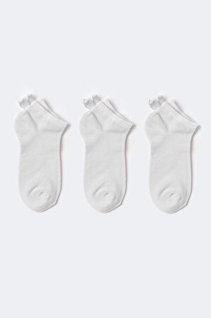 3 lü Paket Soft Bambu Kız Çocuk Step Çorap Beyaz/Beyaz/Beyaz