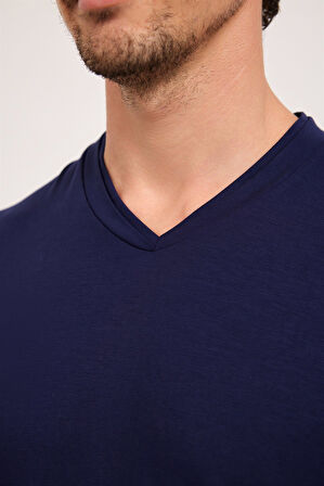 Erkek Silver V Yaka Pijama Üst Lacivert