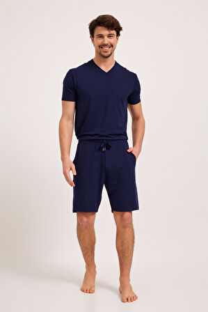 Erkek Silver V Yaka Pijama Üst Lacivert