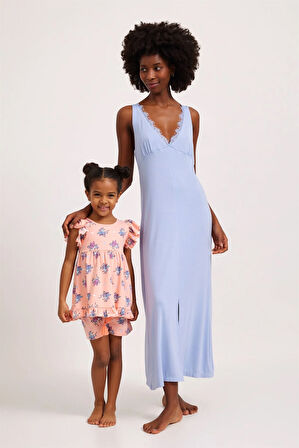 Fairytale Fırfırlı Kız Çocuk Pijama Üst Pembe