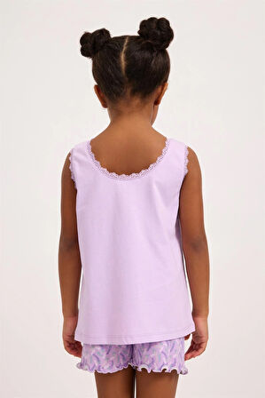 Lavender Kız Çocuk Dantelli Pijama Üst Lila