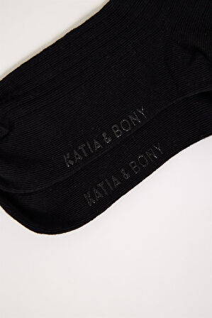 Saten Fiyonk Detaylı  Dizaltı Çocuk Basic Çorap Siyah