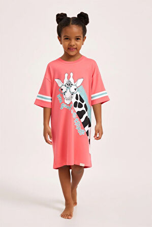Fun Giraffe Kız Çocuk Gecelik Pembe