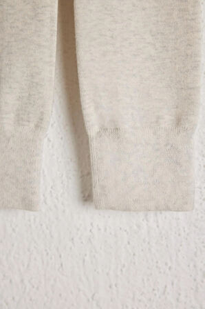 Lastik Detaylı Çocuk Tayt Ekru