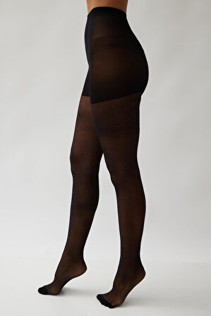 Kadın Desenli İnce Külotlu Çorap Siyah