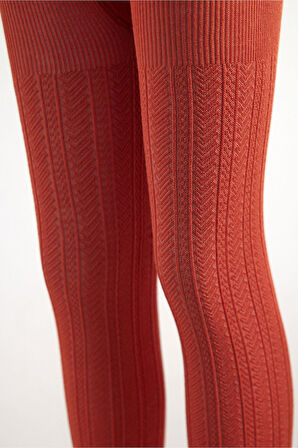 Desenli Viskon Çocuk Tayt Turuncu