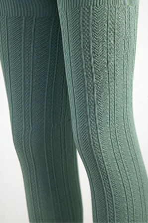 Desenli Viskon Çocuk Tayt Yeşil