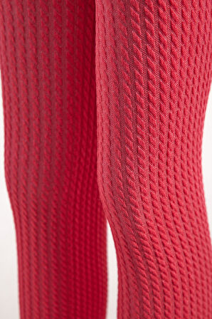 Burgu Desenli Viskon Çocuk Tayt Pembe