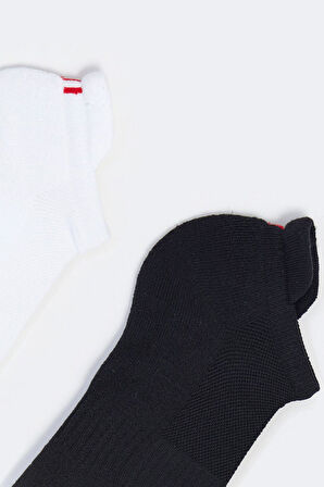 2'li Paket Erkek Golf Patik Çorap Siyah/Beyaz