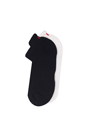 2'li Paket Erkek Golf Patik Çorap Siyah/Beyaz