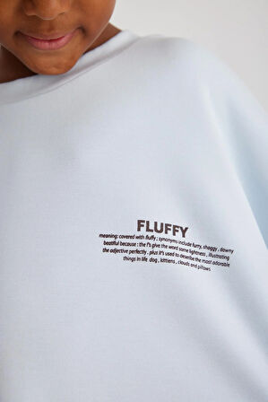 Fluffy Baskılı Kız Çocuk Tshırt Mavi