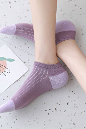 5'li Paket Kadın Step Çorap Lila