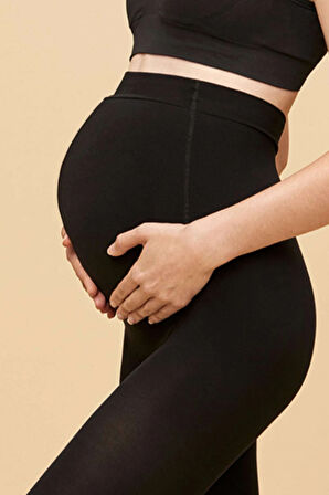 İçi Şardonlu Hamile Kadın Külotlu Çorap Siyah