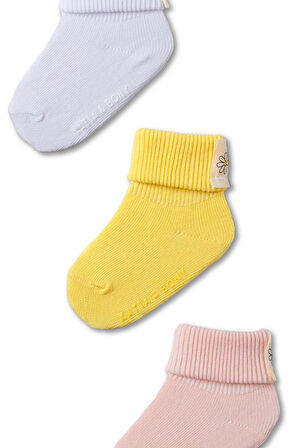 Bebek 3'lü Arı Kutu Detaylı Basic Patik Çorap