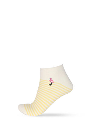 4'lü Paket Kadın Flamingo Desenli Step Çorap