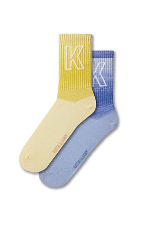 Kadın Harf Desenli Renk Geçişli 2'li Soket Çorap