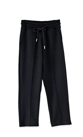 Kız Çocuk Siyah Renkli Fitilli Beli Bağlamalı Eşofman Altı