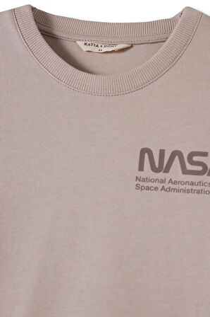 Erkek Çocuk Bej Renkli Nasa Baskılı Pijama Takımı