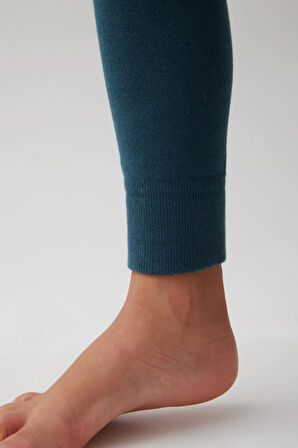 Pamuklu Çocuk Tayt Pantolon Petrol Yeşili