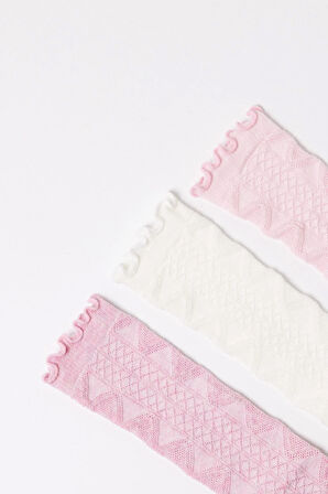 Kız Bebek 3'lü Paket Dizaltı Çorap Pembe