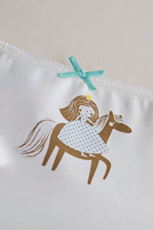 Kız Çocuk 3'lü Paket Puantiye Slip Ekru