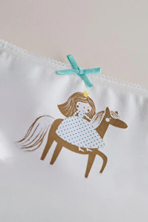 Kız Çocuk 3'lü Paket Puantiye Slip Ekru