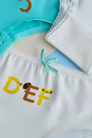  Kız Çocuk 3'lü Paket Alfabe Slip