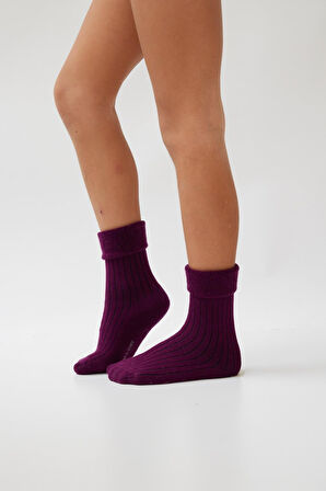 Kız Çocuk Havlu Çorap Koyu Bordo