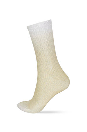 Kadın Sim Detaylı Parlak Soket Çorap Sarı