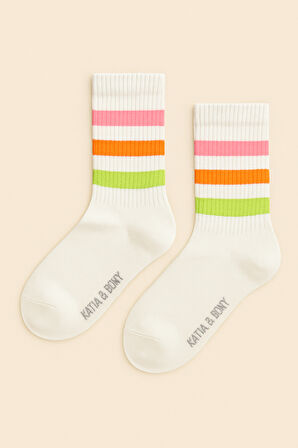 Kız Çocuk Renkli Şeritli Soket Çorap