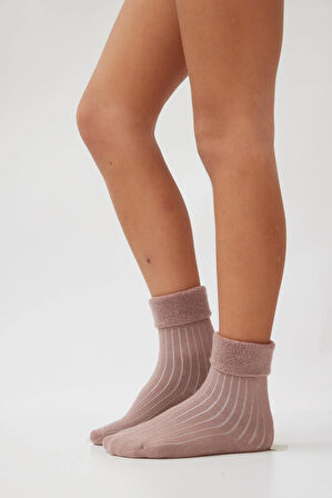 Kız Çocuk Havlu Çorap Kahve Melanj